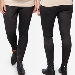 NWT A Pea In The Pod Maternity Faux Suede Below Belly Leggings Black